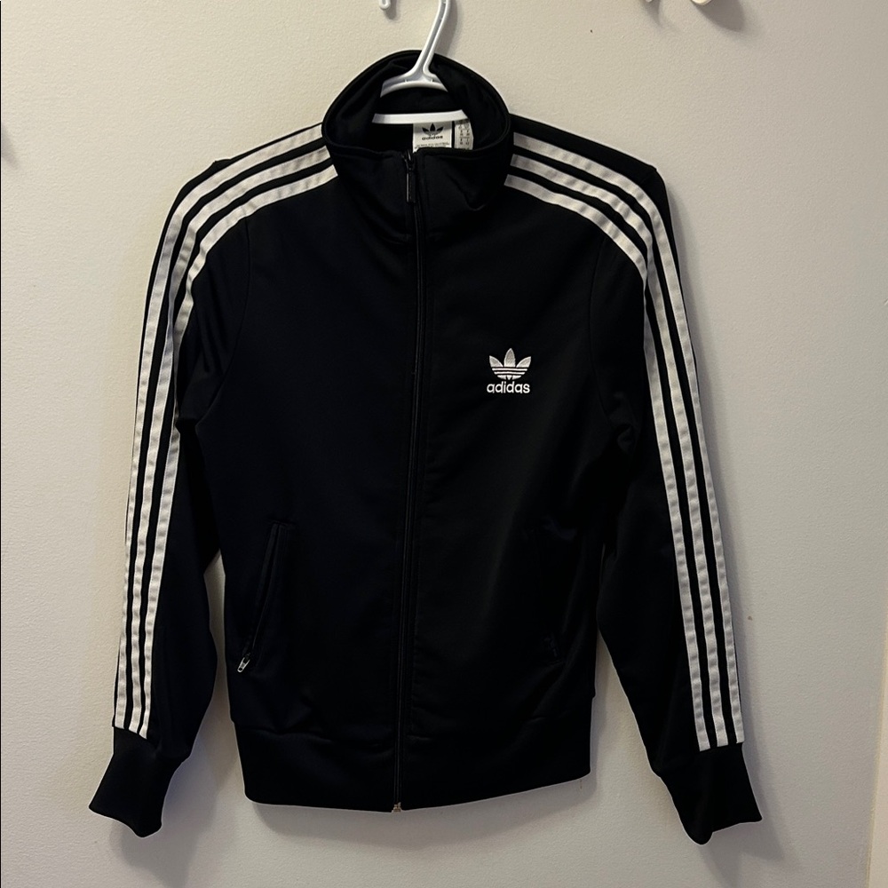 adidas Black Jacket with White Stripes
